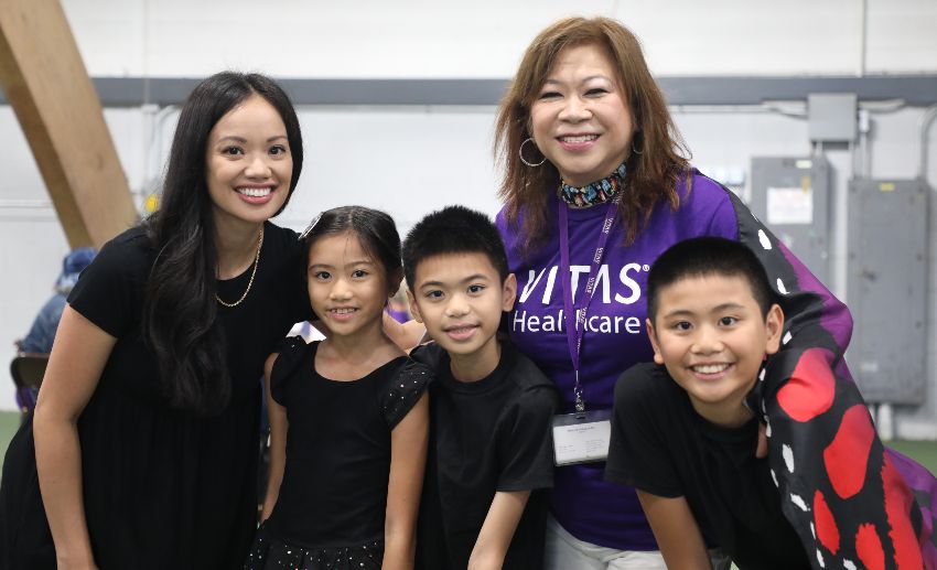 Three children from the dance group that performed